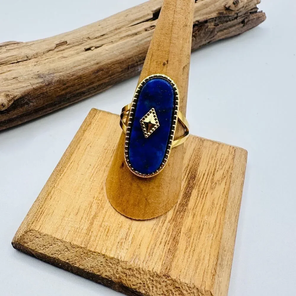 Lapis Lazuli Adjustable Gold Statement Ring